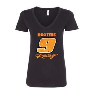 HOOTERS 2024 Ladies Racing Glitter 9 V-Neck Shirt